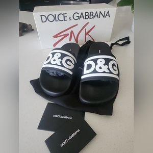 Dolce Gabbana Women's Black Pool Slides Size 39